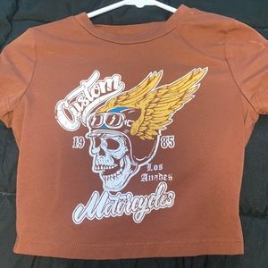 size xs brown crop tee